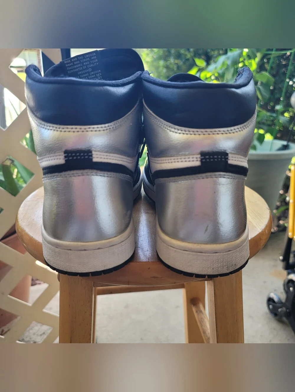 Nike Air Jordan 1 Mid Metallic Silver Sneakers - Black/White. Size 6.5(M)/8(W)